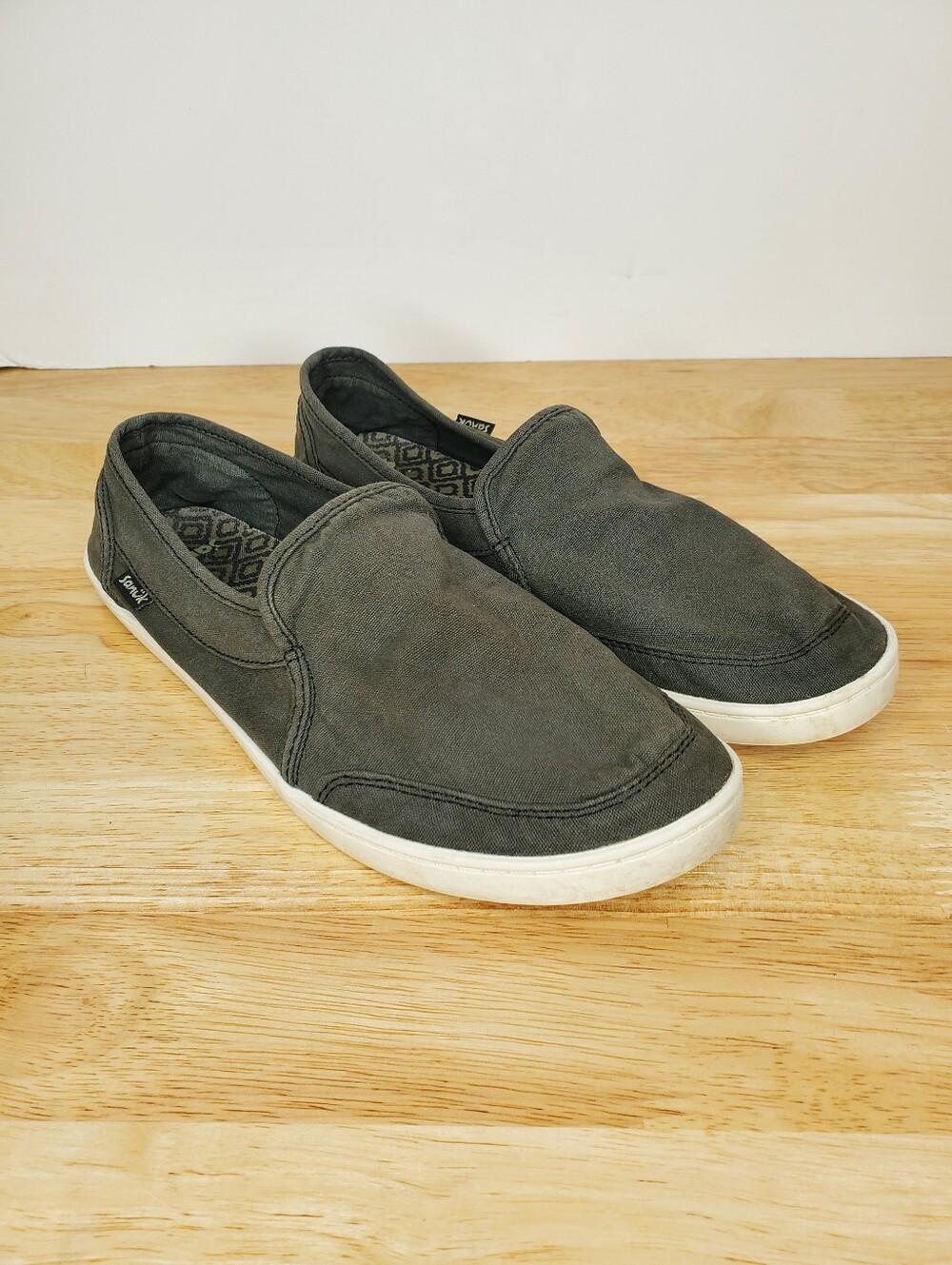 Sanuk Pair O Dice Canvas Slip On Sneakers Shoes Size 9
